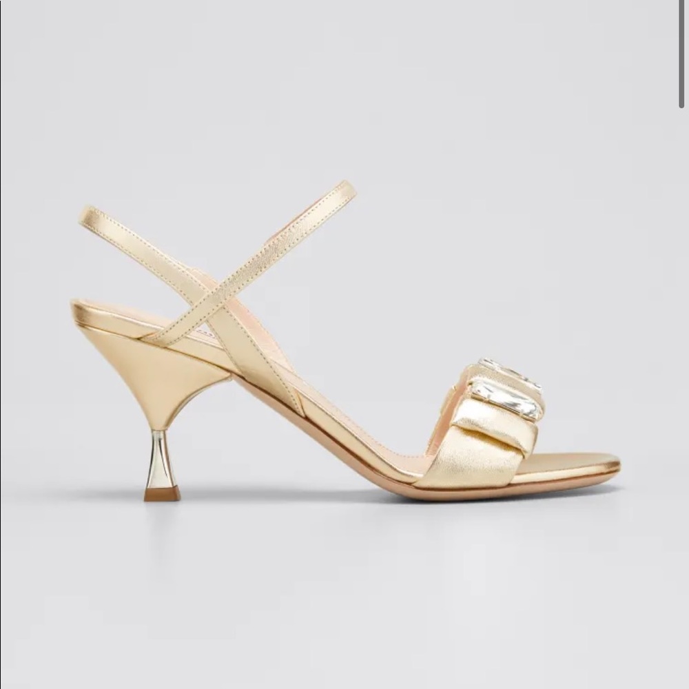 Miu Miu Calzature Donna Metallic Golden with Crystals pumps